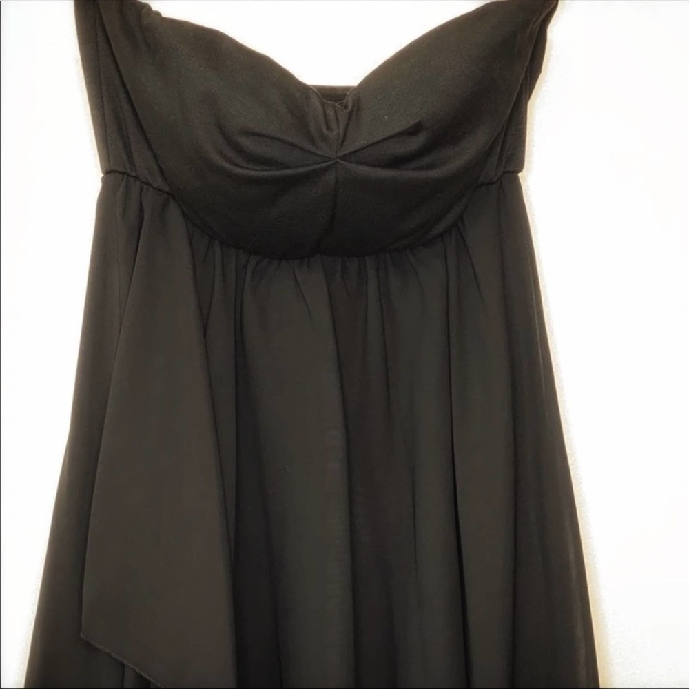 Black Strapless Sheer High Low Dress Size Large Black Dress - Picture 9 of 9
